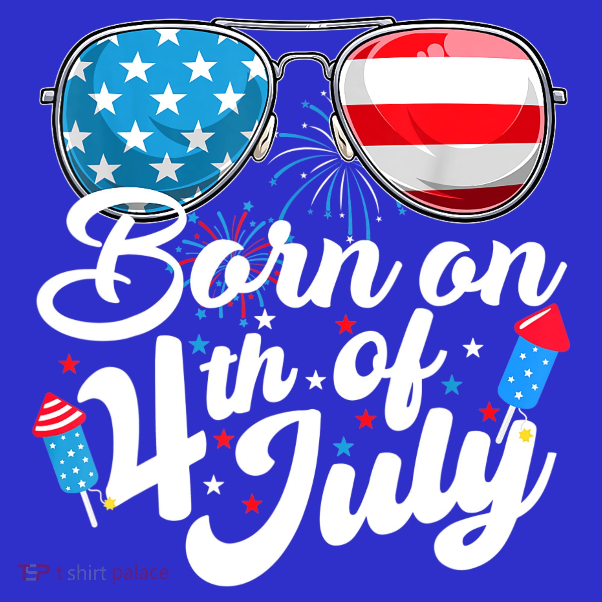 Born On 4th Of July Birthday Sunglasses Fireworks Patriotic Women's Tank Top