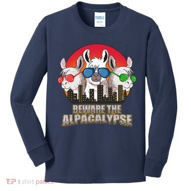 Beware Of Alpacalypse Kids Long Sleeve Shirt