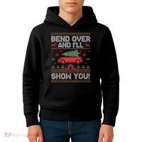 Bend Over And ILl Show You Ugly Christmas Couple Matching Kids Hoodie thumb 4