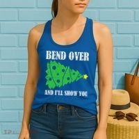 Bend Over And Ill Show You Christmas Pajama Funny Xmas Humor Women's Tank Top thumb 2