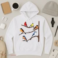 Birds On A Branch Birding Birdwatching Birder Bird Watcher Hoodie thumb 3
