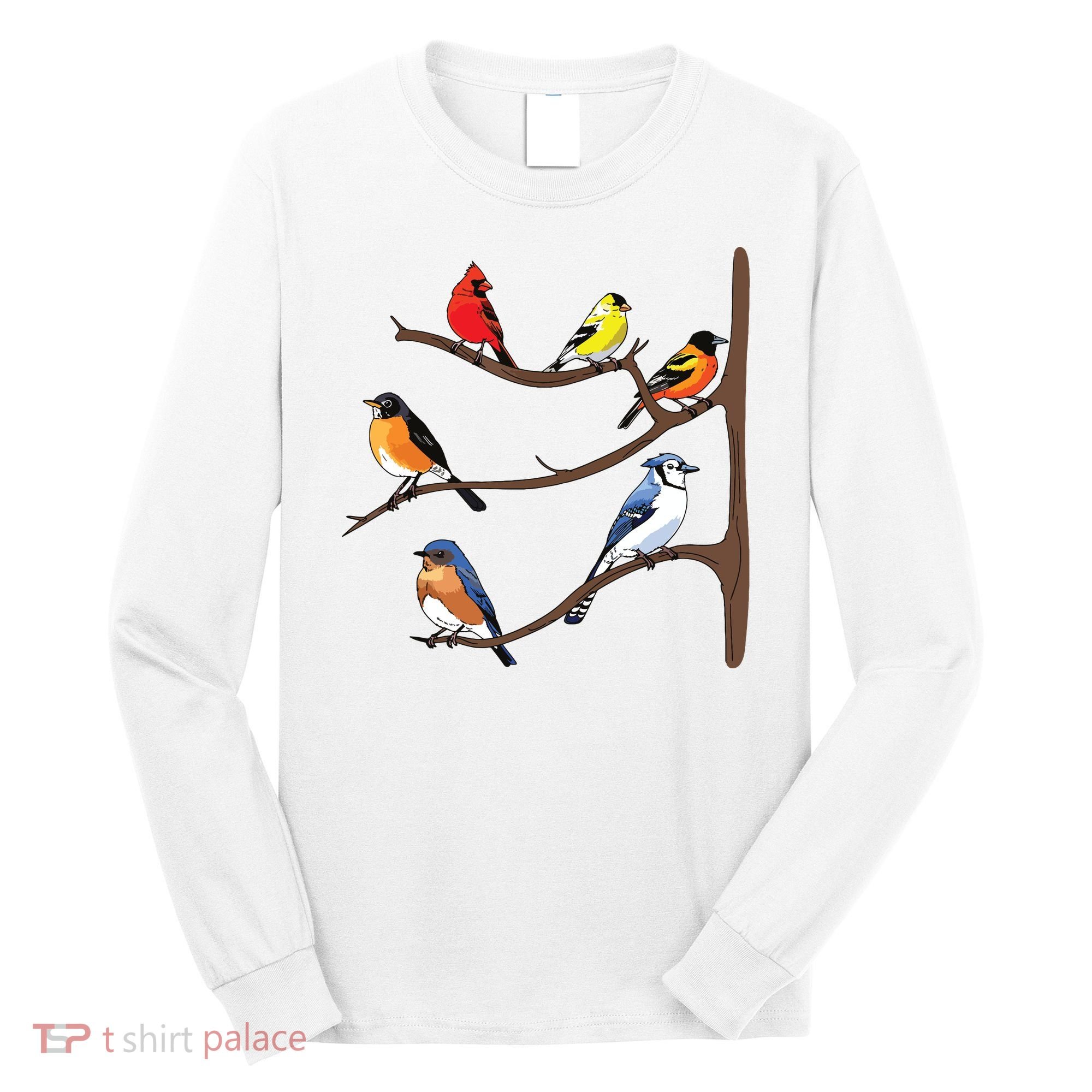 Birds On A Branch Birding Birdwatching Birder Bird Watcher Long Sleeve Shirt