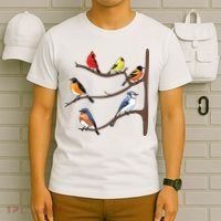 Birds On A Branch Birding Birdwatching Birder Bird Watcher T-Shirt thumb 6