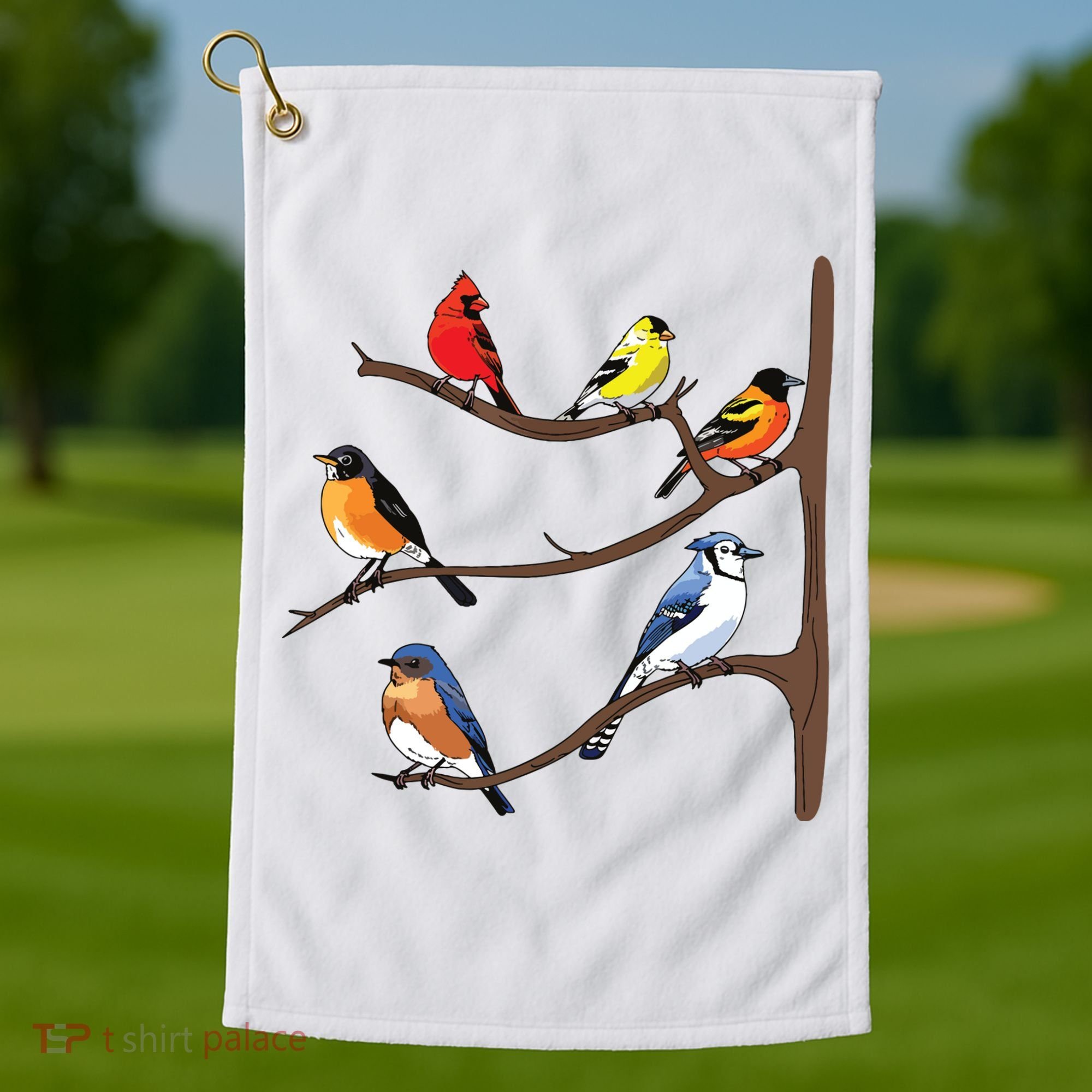 Birds On A Branch Birding Birdwatching Birder Bird Watcher Golf Towel