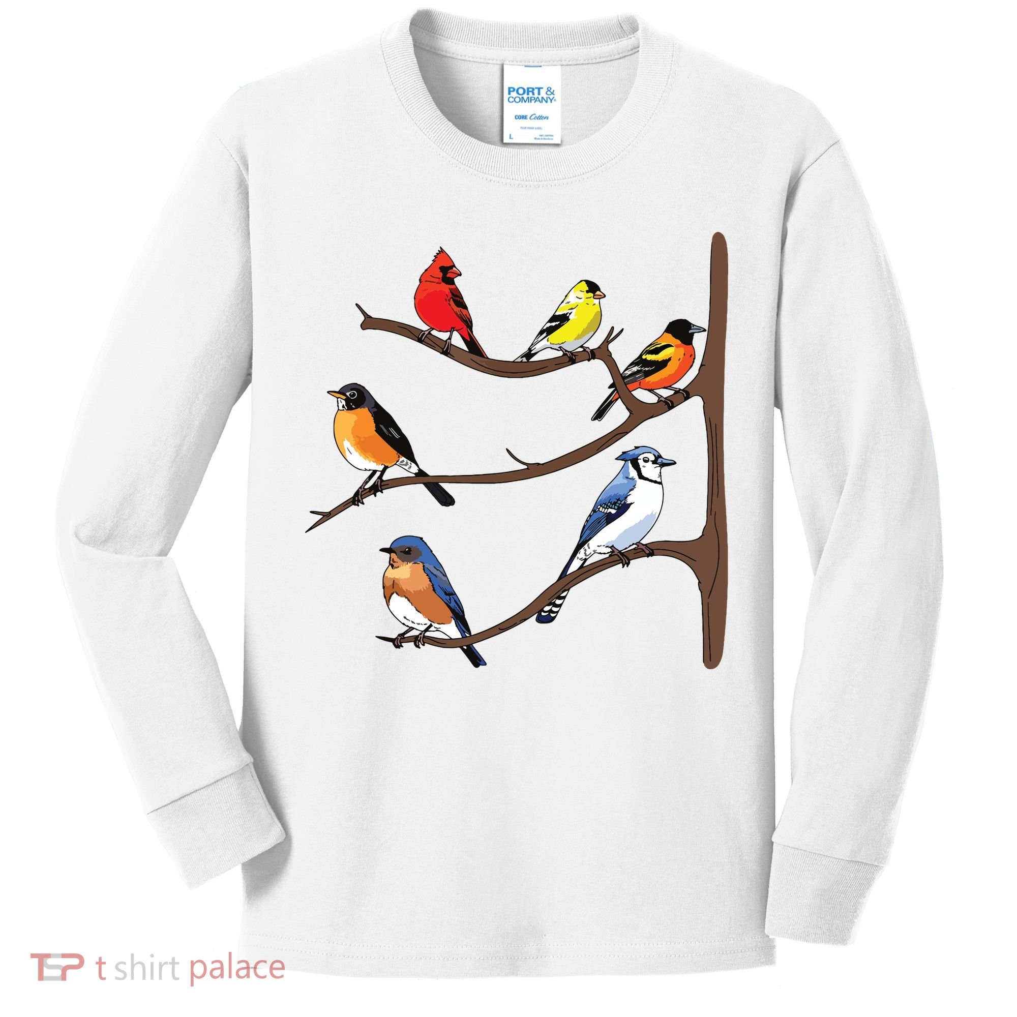 Birds On A Branch Birding Birdwatching Birder Bird Watcher Kids Long Sleeve Shirt
