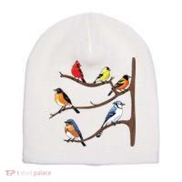 Birds On A Branch Birding Birdwatching Birder Bird Watcher Short Acrylic Beanie thumb 0