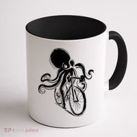 Bicycle Octopus Art Cyclist Coffee Mug thumb 1