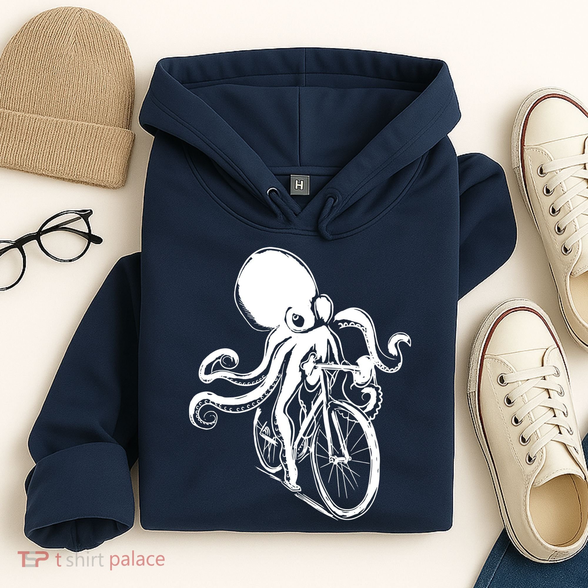 Bicycle Octopus Art Cyclist Hoodie