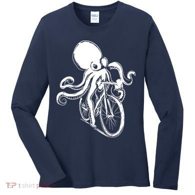 Bicycle Octopus Art Cyclist Women's Long Sleeve Shirt