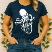 Bicycle Octopus Art Cyclist Women's T-Shirt thumb 2