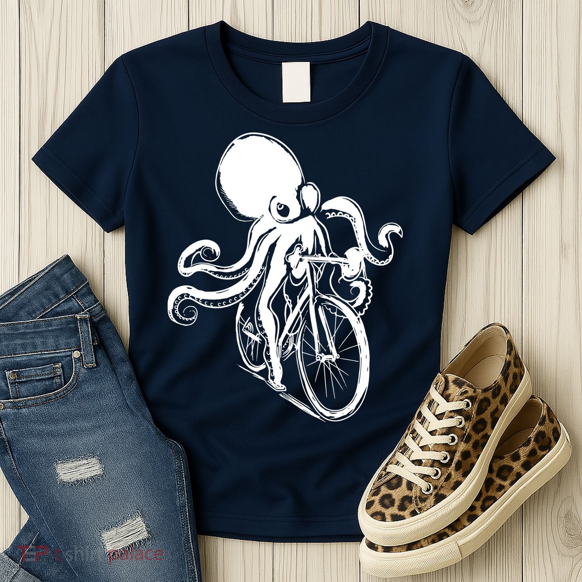 Bicycle Octopus Art Cyclist Women's T-Shirt