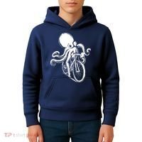 Bicycle Octopus Art Cyclist Kids Hoodie thumb 4