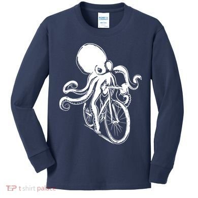 Bicycle Octopus Art Cyclist Kids Long Sleeve Shirt