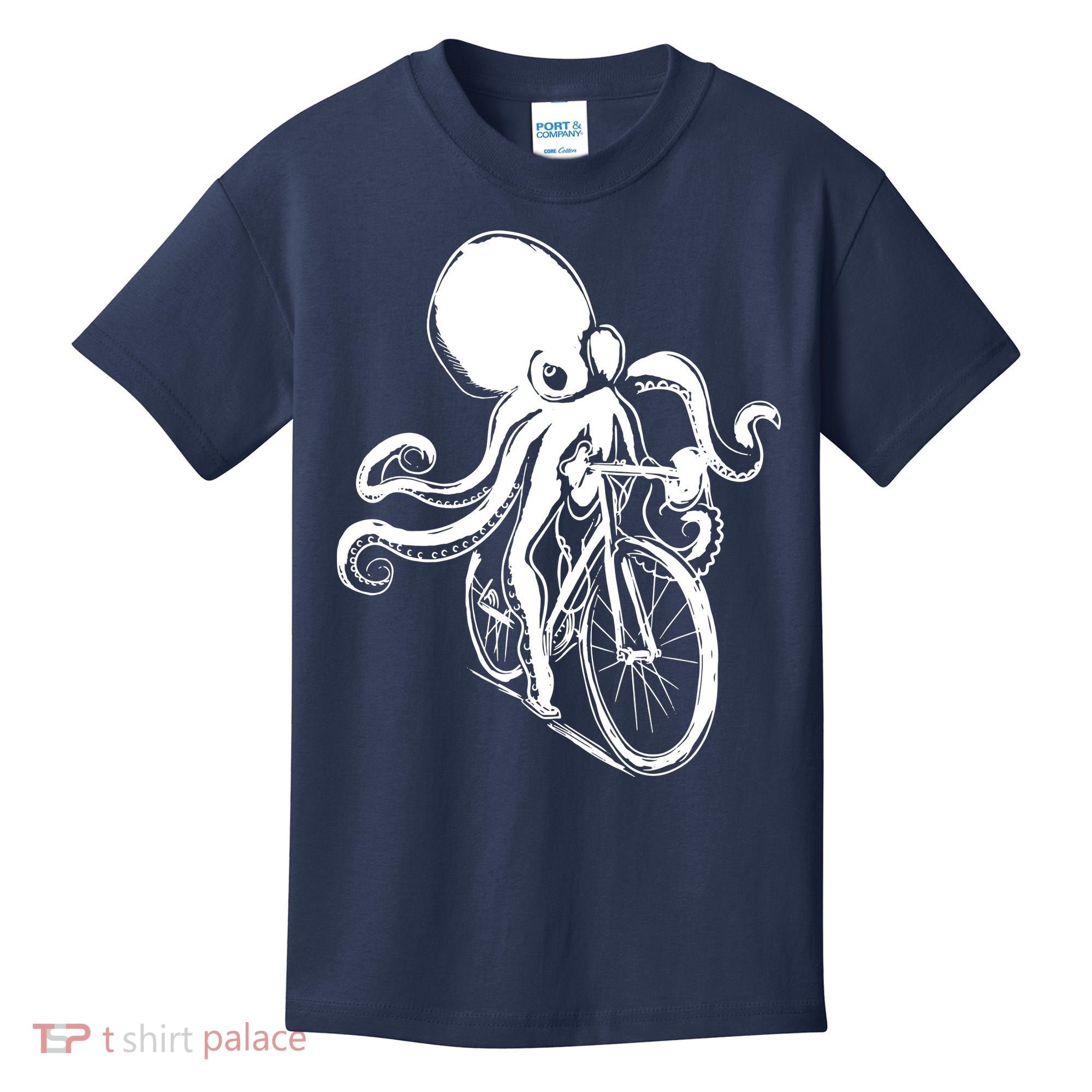 Bicycle Octopus Art Cyclist Kids T-Shirt