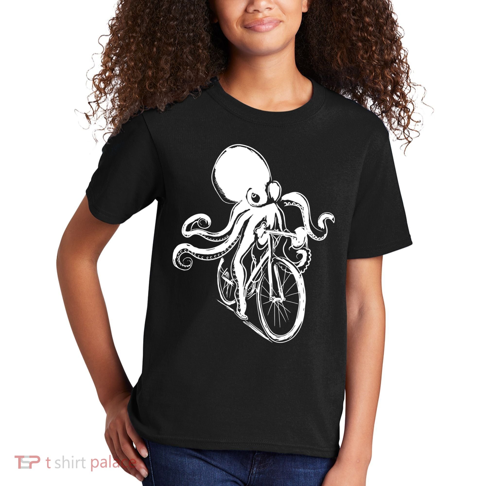 Bicycle Octopus Art Cyclist Kids T-Shirt