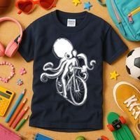 Bicycle Octopus Art Cyclist Kids T-Shirt thumb 3