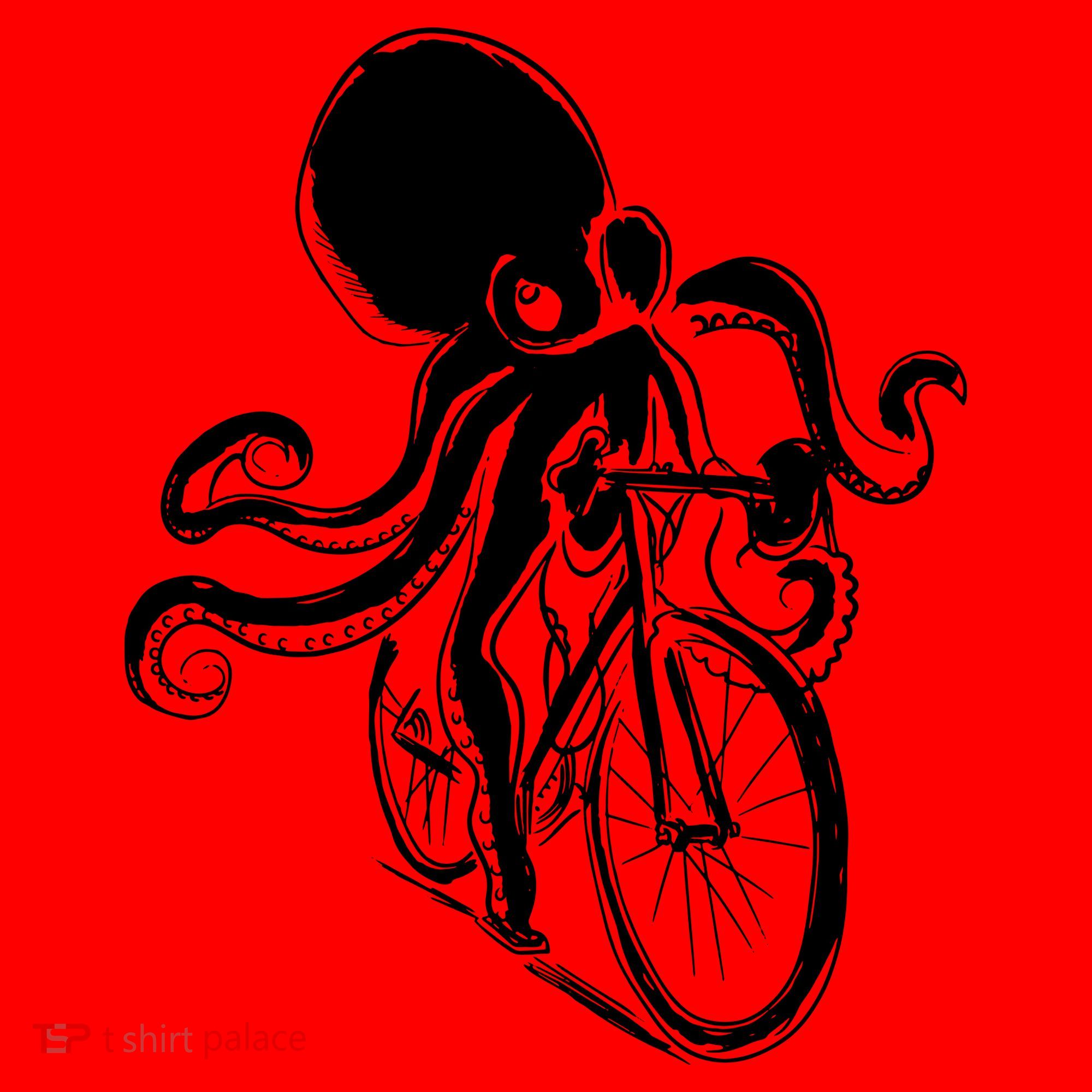 Bicycle Octopus Art Cyclist Santa Hat