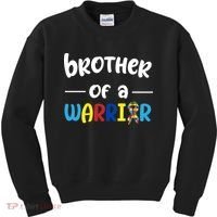 Brother Of A Warrior Autism Awareness Kids Sweatshirt thumb 0