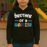 Brother Of A Warrior Autism Awareness Kids Hoodie thumb 3
