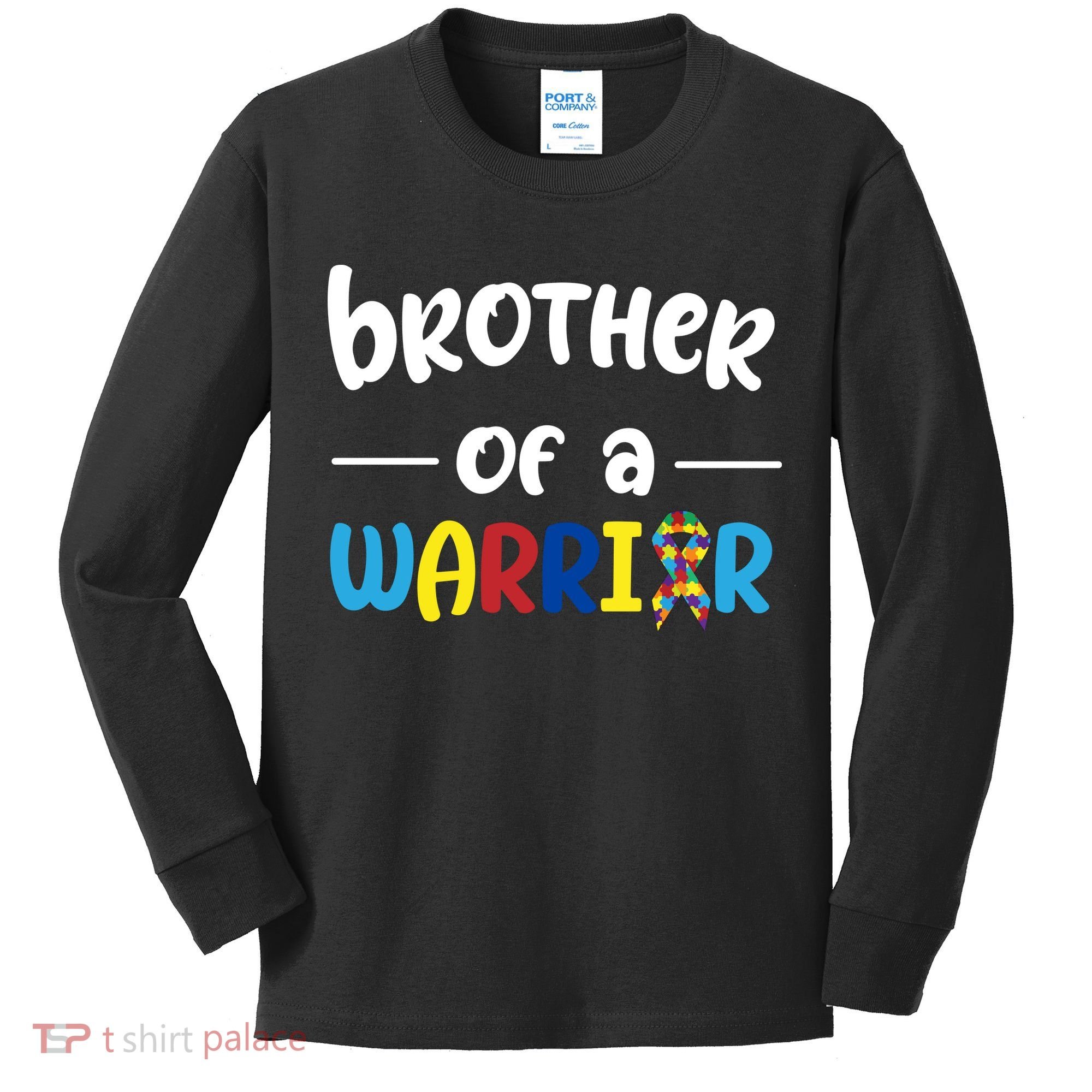 Brother Of A Warrior Autism Awareness Kids Long Sleeve Shirt