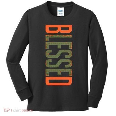 Blessed Olive Army Solar Orange Color Match Kids Long Sleeve Shirt
