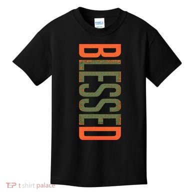 Blessed Olive Army Solar Orange Color Match Kids T-Shirt