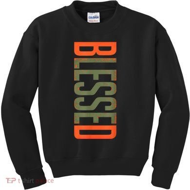 Blessed Olive Army Solar Orange Color Match Kids Sweatshirt