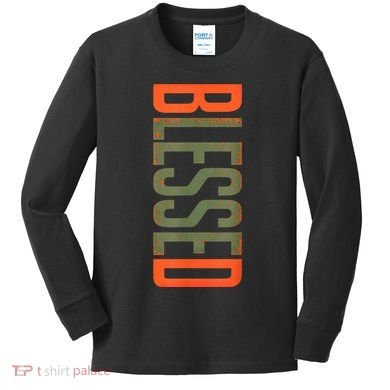 Blessed Olive Army Solar Orange Color Match Kids Long Sleeve Shirt