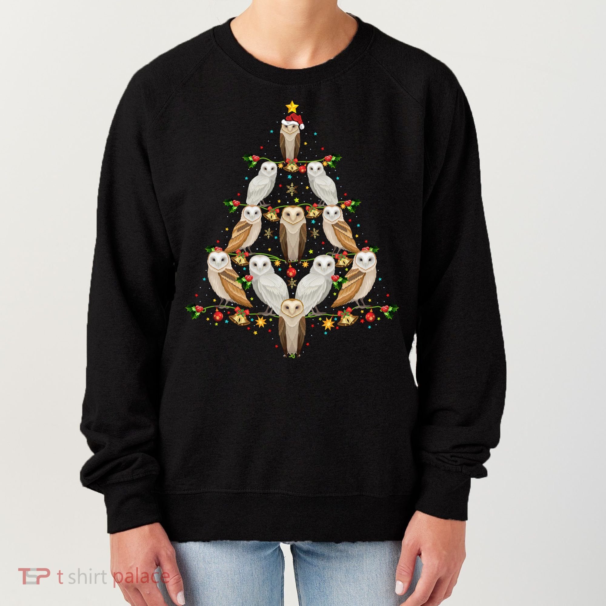 Barn Owl Bird Christmas Tree Gift Funny Christmas Barn Owl Gift Women's Sweatshirt
