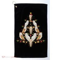 Barn Owl Bird Christmas Tree Gift Funny Christmas Barn Owl Gift Golf Towel thumb 0