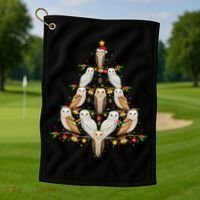Barn Owl Bird Christmas Tree Gift Funny Christmas Barn Owl Gift Golf Towel thumb 1