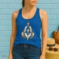 Barn Owl Bird Christmas Tree Gift Funny Christmas Barn Owl Gift Women's Tank Top thumb 2