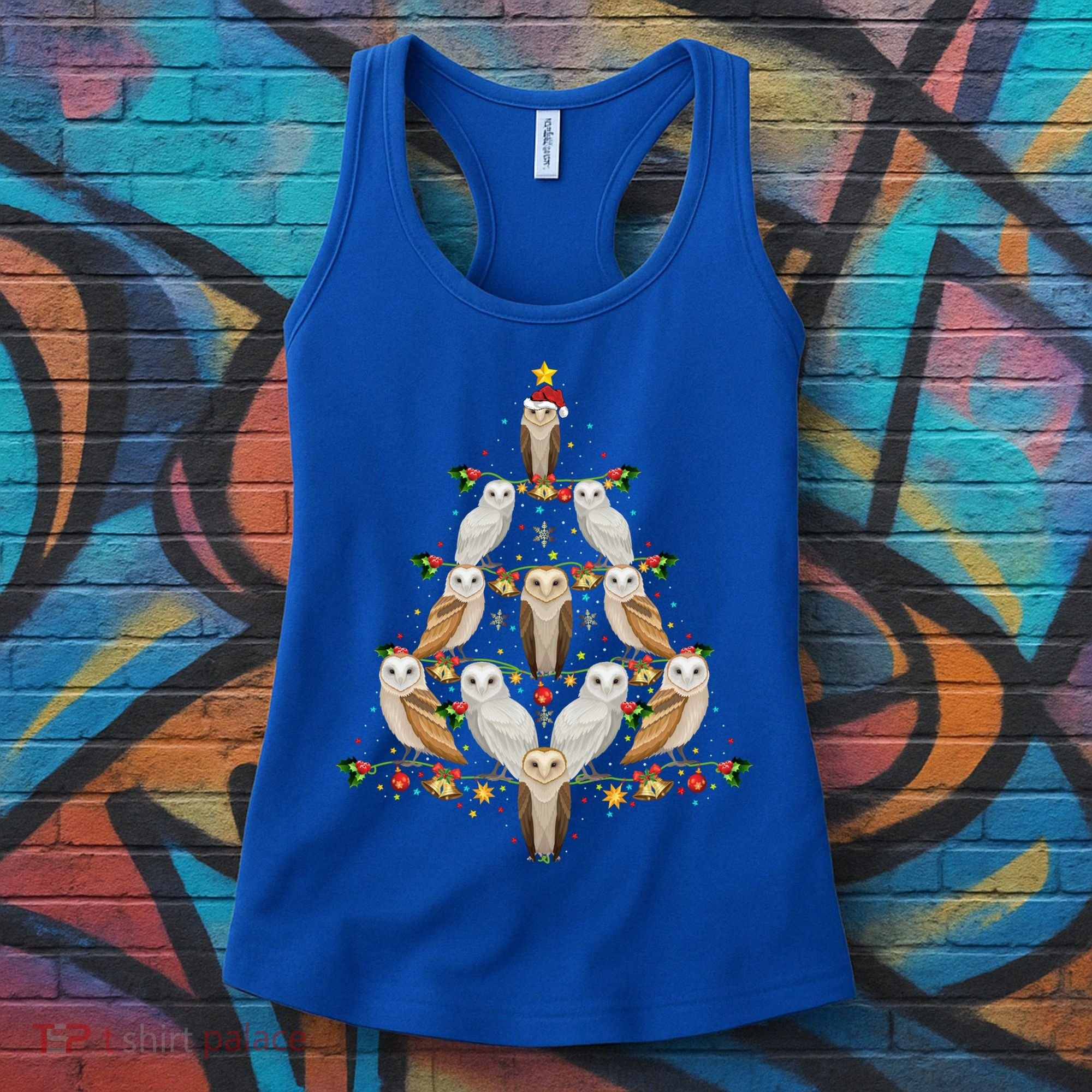 Barn Owl Bird Christmas Tree Gift Funny Christmas Barn Owl Gift Women's Tank Top