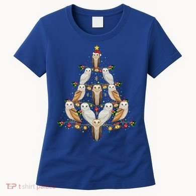 Barn Owl Bird Christmas Tree Gift Funny Christmas Barn Owl Gift Women's T-Shirt