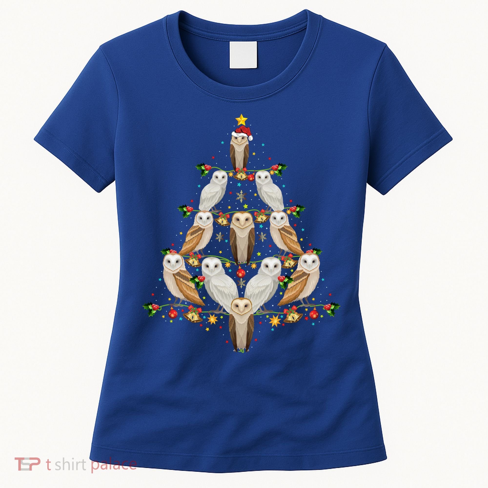 Barn Owl Bird Christmas Tree Gift Funny Christmas Barn Owl Gift Women's T-Shirt