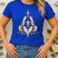 Barn Owl Bird Christmas Tree Gift Funny Christmas Barn Owl Gift Women's T-Shirt thumb 2