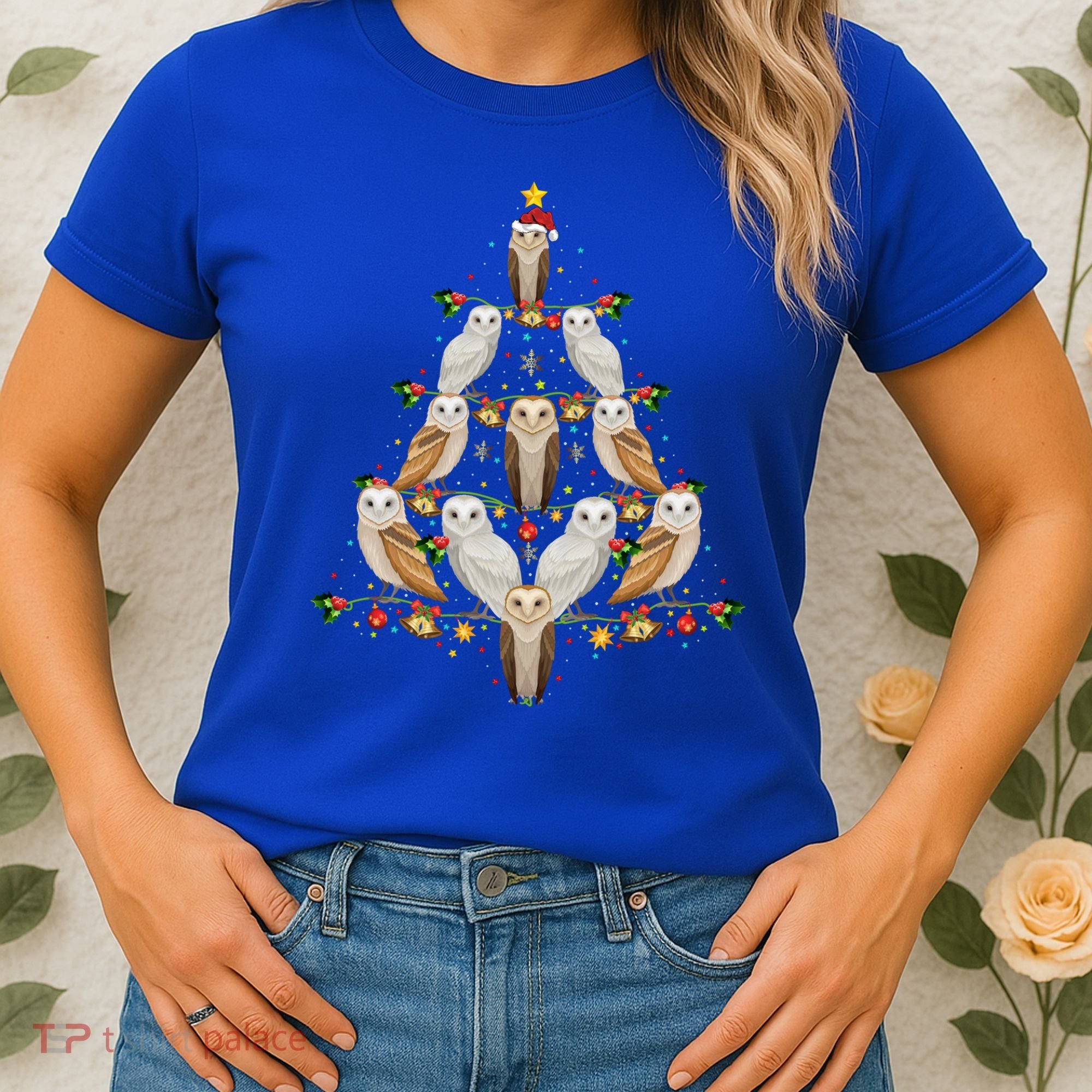 Barn Owl Bird Christmas Tree Gift Funny Christmas Barn Owl Gift Women's T-Shirt