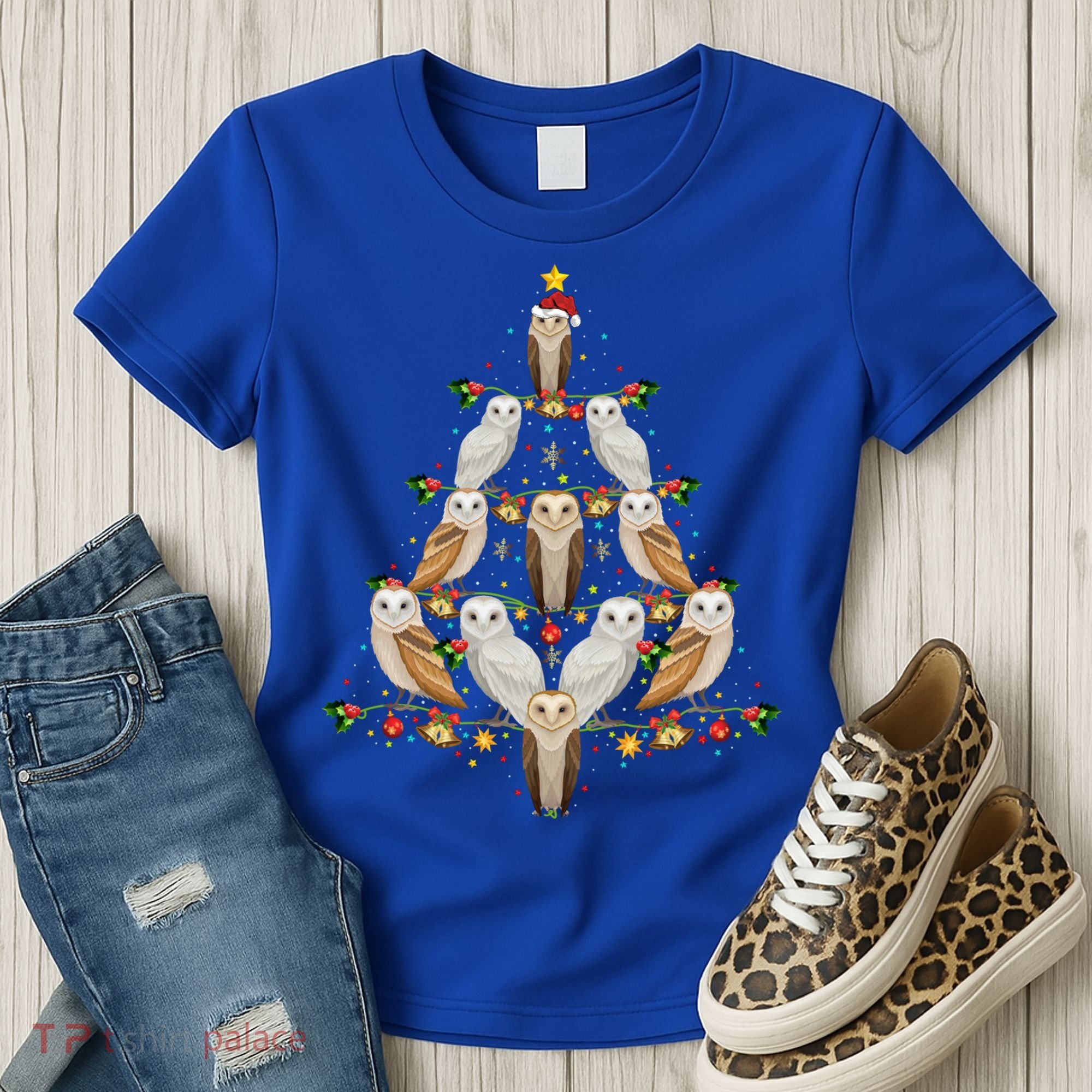 Barn Owl Bird Christmas Tree Gift Funny Christmas Barn Owl Gift Women's T-Shirt