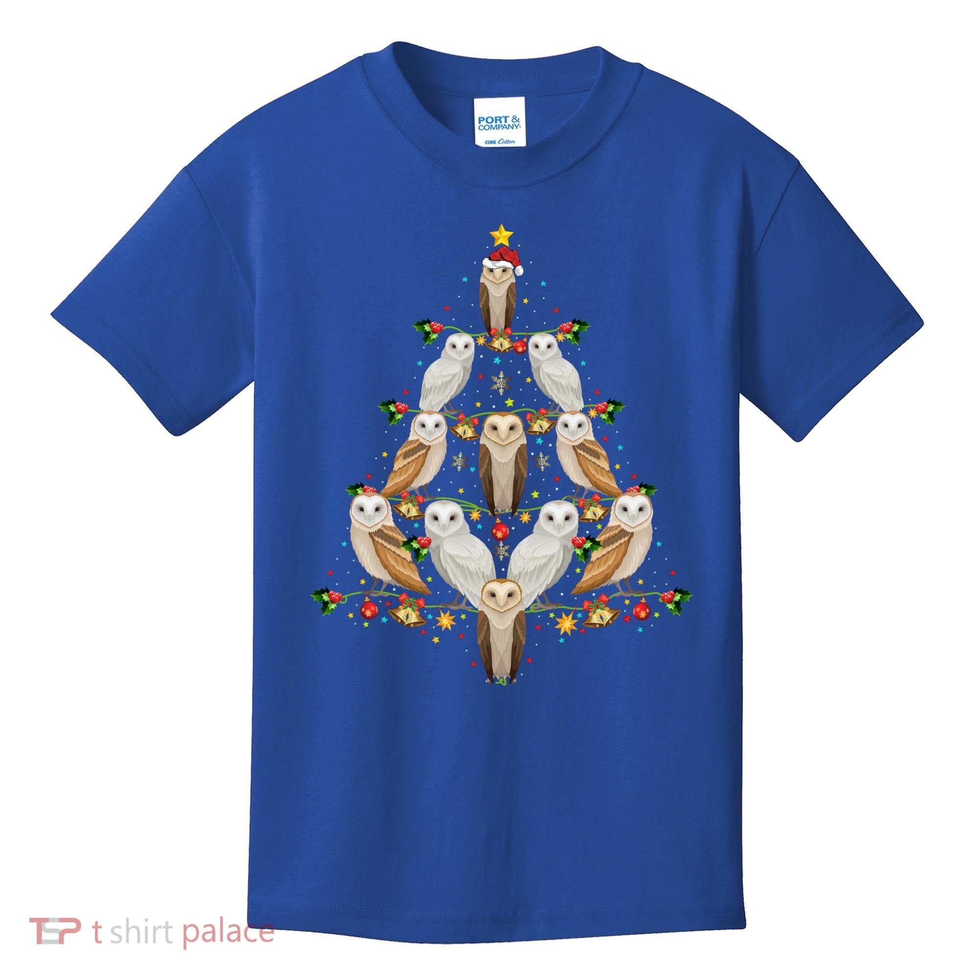 Barn Owl Bird Christmas Tree Gift Funny Christmas Barn Owl Gift Kids T-Shirt