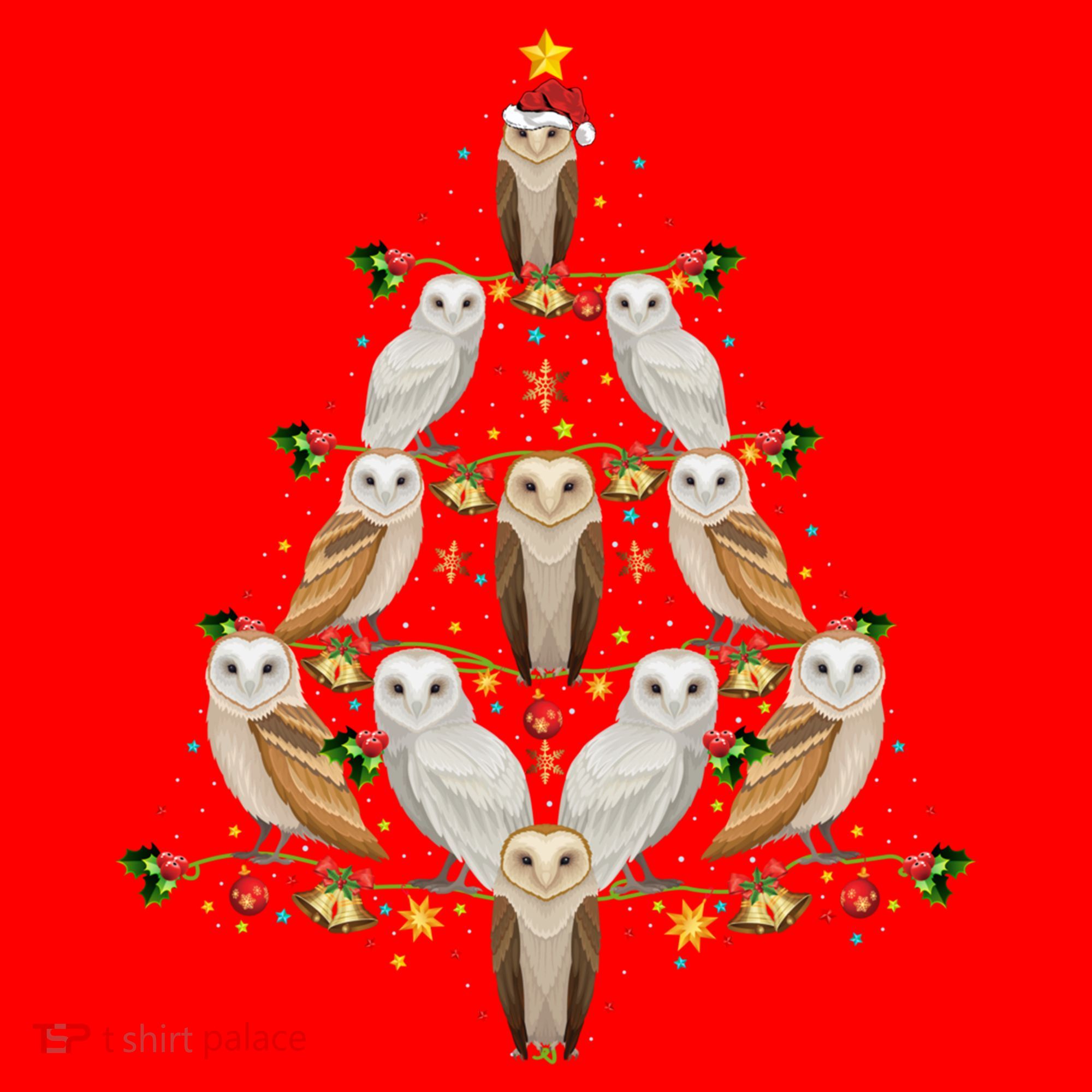 Barn Owl Bird Christmas Tree Gift Funny Christmas Barn Owl Gift Santa Hat