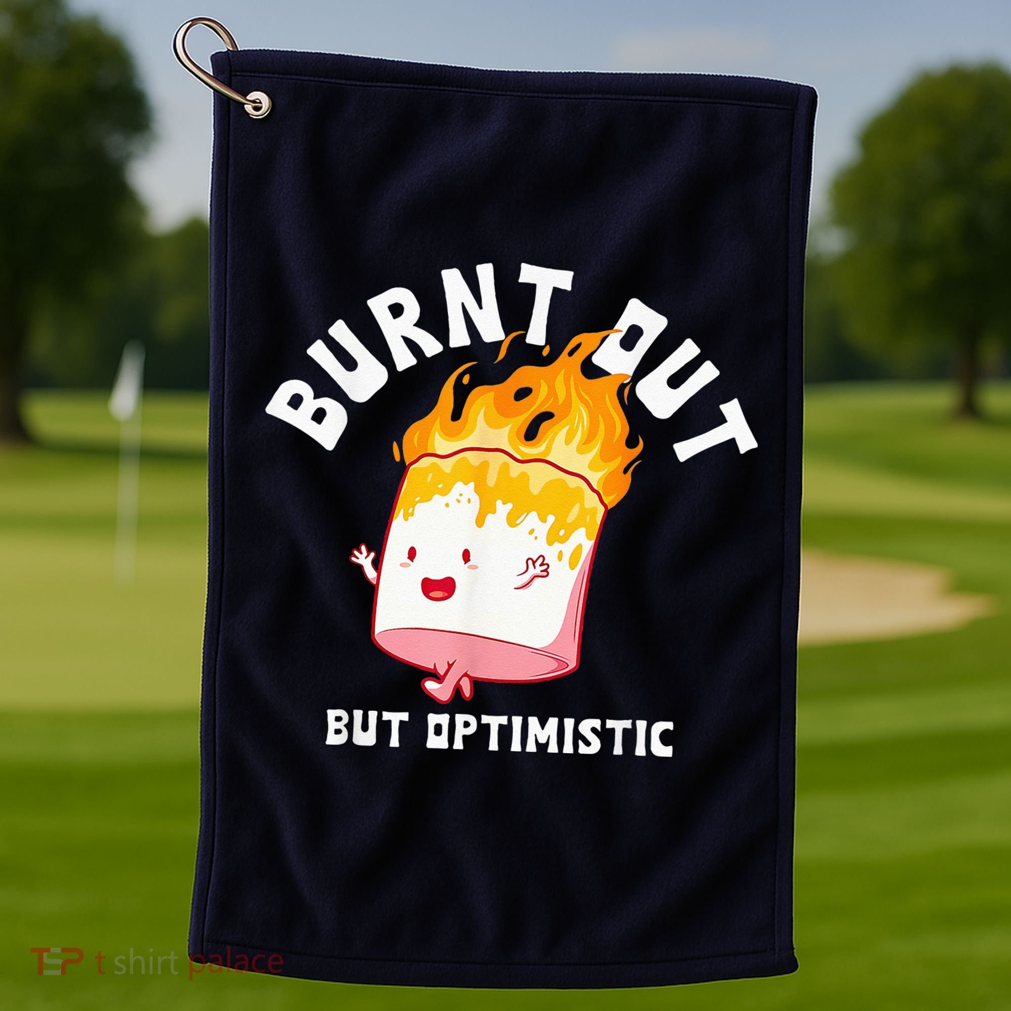 Burnt Out But Optimistics Funny Saying Humor Quote Golf Towel