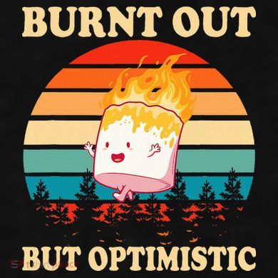 Burnt Out But Optimistic Marshmallow Retro Sunset Camping Ladies PosiCharge Tri-Blend Wicking Tank