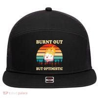 Burnt Out But Optimistic Marshmallow Retro Sunset Camping 7 Panel Mesh Trucker Snapback Hat thumb 0