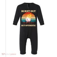 Burnt Out But Optimistic Marshmallow Retro Sunset Camping Infant Fleece One Piece thumb 0