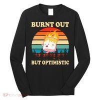 Burnt Out But Optimistic Marshmallow Retro Sunset Camping Long Sleeve Shirt thumb 0