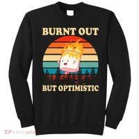 Burnt Out But Optimistic Marshmallow Retro Sunset Camping Sweatshirt thumb 0