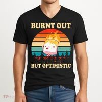 Burnt Out But Optimistic Marshmallow Retro Sunset Camping V-Neck T-Shirt thumb 2