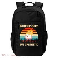 Burnt Out But Optimistic Marshmallow Retro Sunset Camping Backpack thumb 0