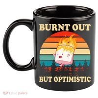 Burnt Out But Optimistic Marshmallow Retro Sunset Camping 11oz C Handle Ceramic Mug thumb 2