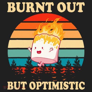 Burnt Out But Optimistic Marshmallow Retro Sunset Camping 11oz C Handle Ceramic Mug